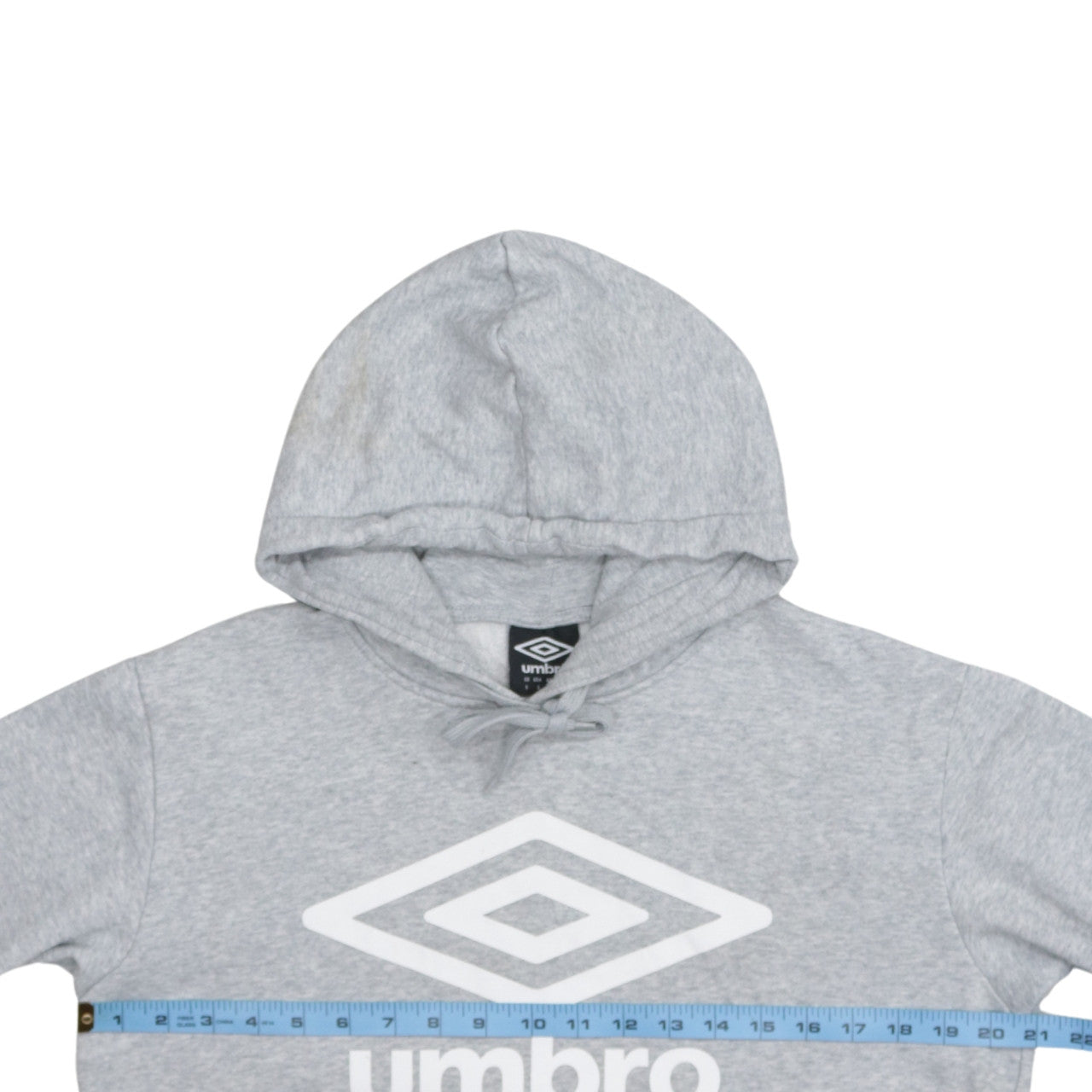 Umbro Men Grey Pullover Hoodie S Fleece Logo Sportswear