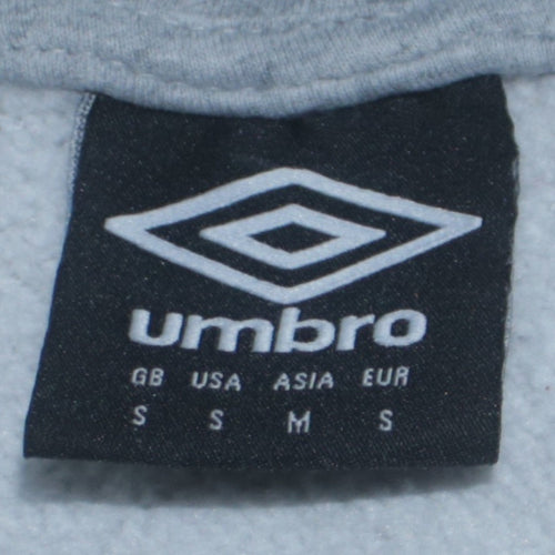 Umbro Men Grey Pullover Hoodie S Fleece Logo Sportswear