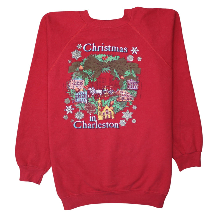 Hanes Men’s Red Christmas in Charleston Embroidered Vintage XL Sweatshirt