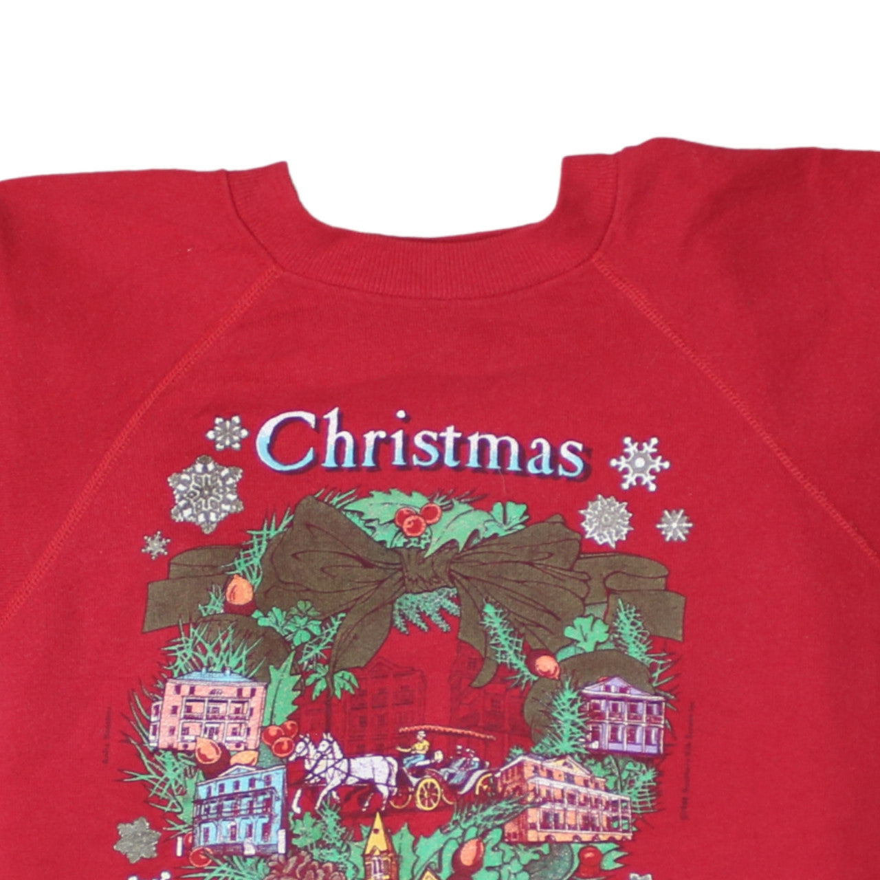 Hanes Men’s Red Christmas in Charleston Embroidered Vintage XL Sweatshirt