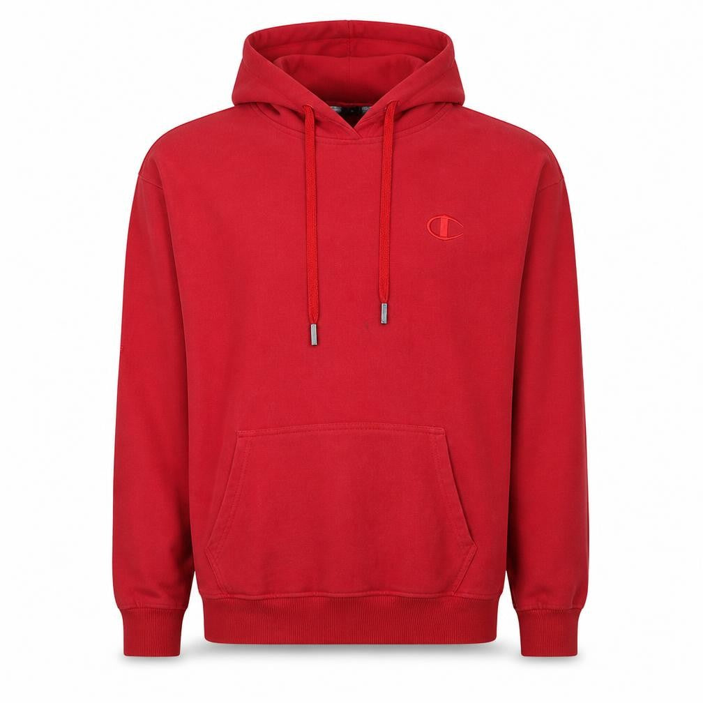 Champion Men's Red Pullover Hoodie M Sports Logo Fleece