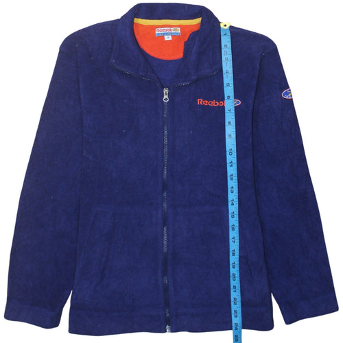 Reebok Womens Blue Fleece Full Zip Retro Jacket Size 12