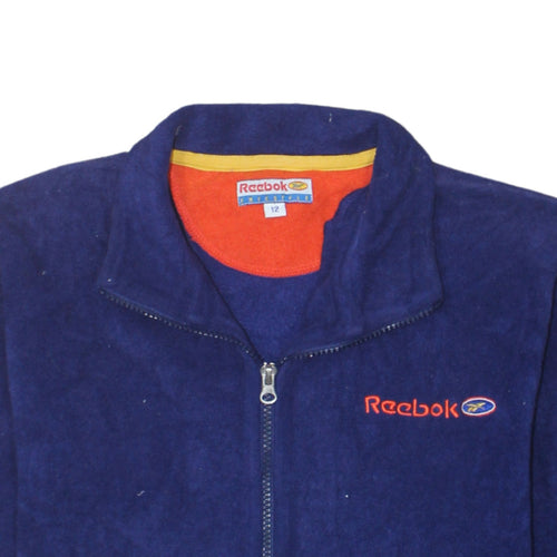 Reebok Womens Blue Fleece Full Zip Retro Jacket Size 12