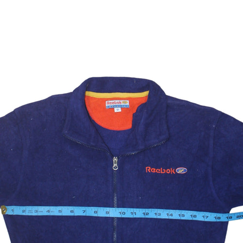 Reebok Womens Blue Fleece Full Zip Retro Jacket Size 12