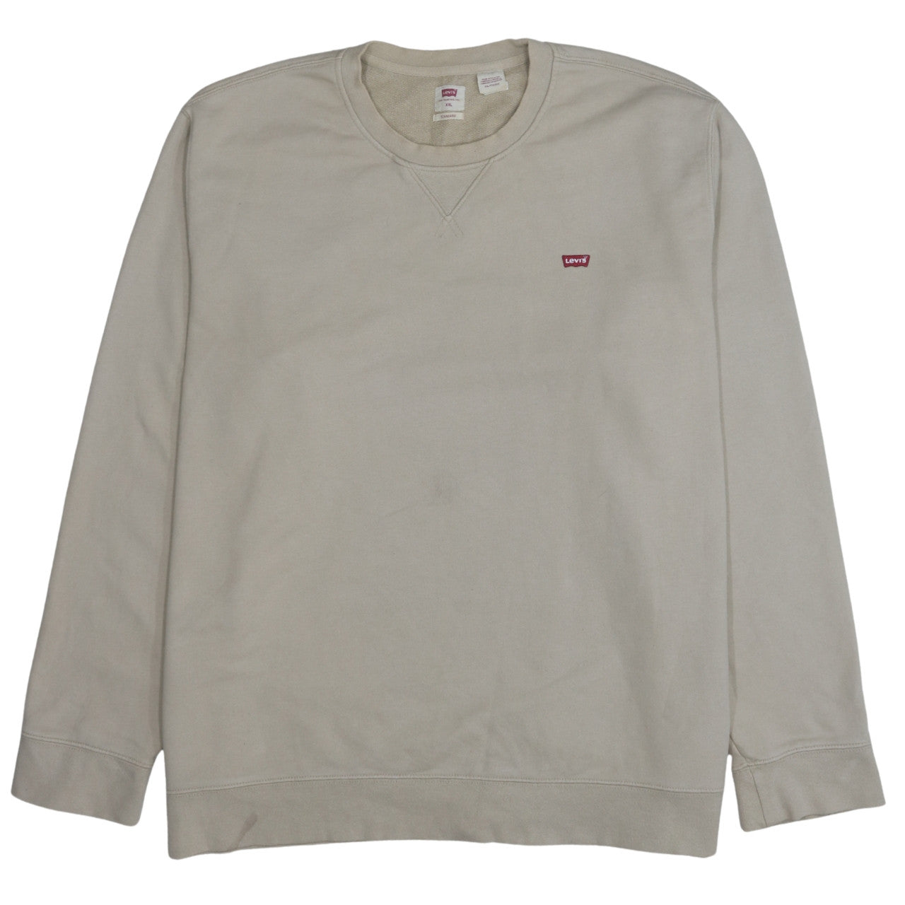 Levi's Men Beige 2XL Pullover Crew Neck Cotton Sweatshirt