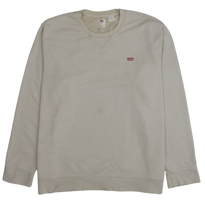 Levi's Men Beige 2XL Pullover Crew Neck Cotton Sweatshirt