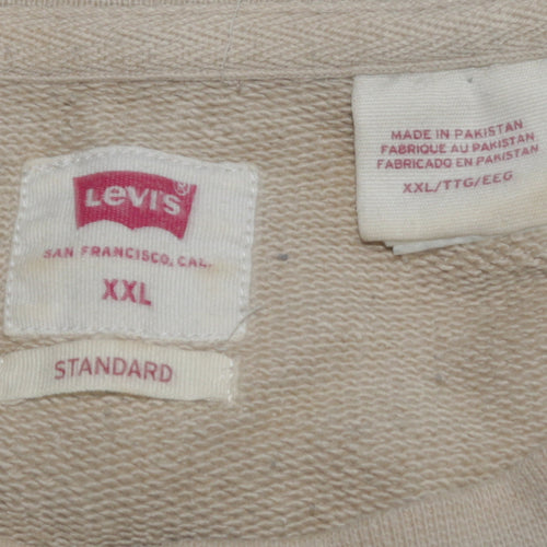 Levi's Men Beige 2XL Pullover Crew Neck Cotton Sweatshirt