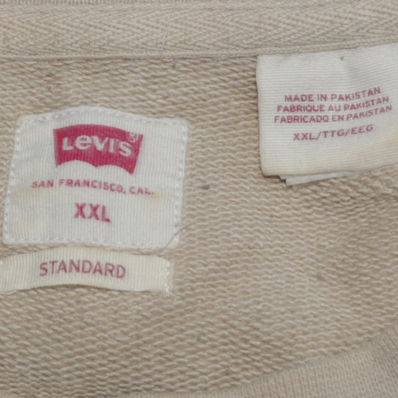 Levi's Men Beige 2XL Pullover Crew Neck Cotton Sweatshirt