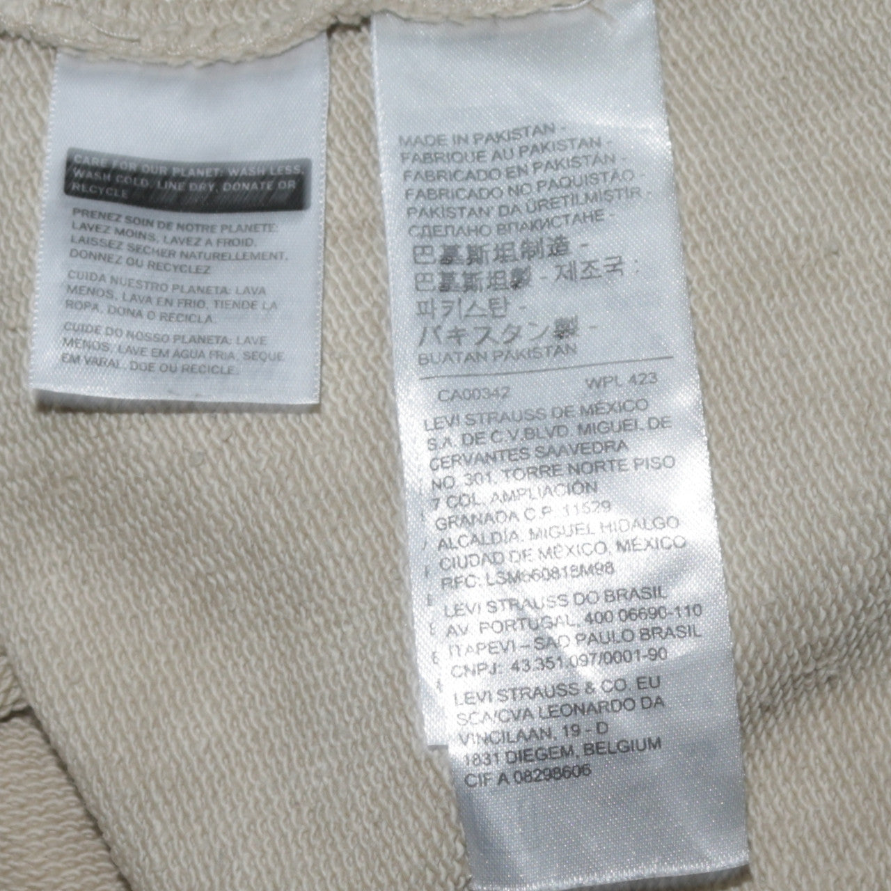 Levi's Men Beige 2XL Pullover Crew Neck Cotton Sweatshirt