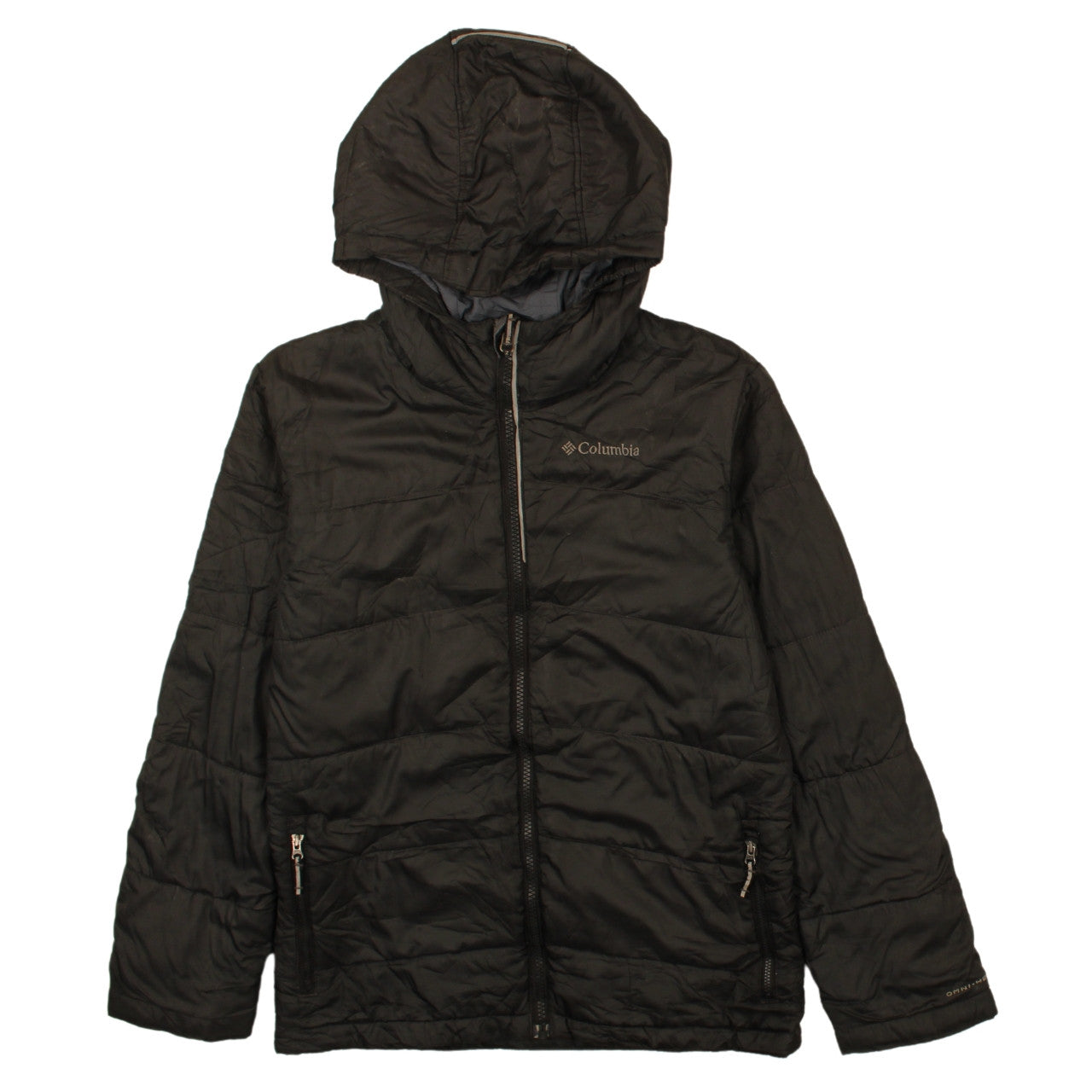 Columbia Women's Black L Hooded Puffer Jacket Omni-Heat Winter Coat