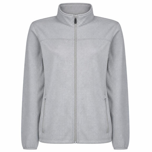 Front view of Columbia women’s blue fleece full zip jacket, size L