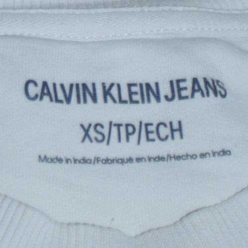 Calvin Klein Jeans Men's White XS Crew Neck Logo Sweatshirt