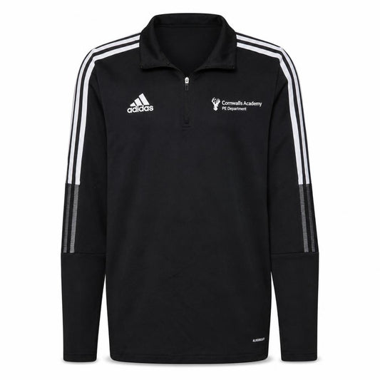Front view of adidas men’s black m 1/4 zip cornwallis academy pe sweatshirt