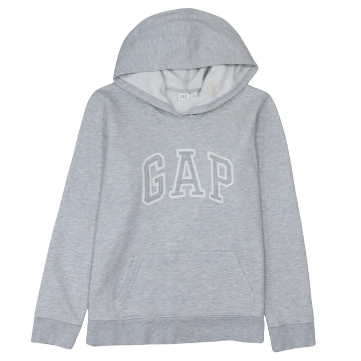 GAP Men's Grey Pullover Hoodie L Logo Graphic Cotton Blend