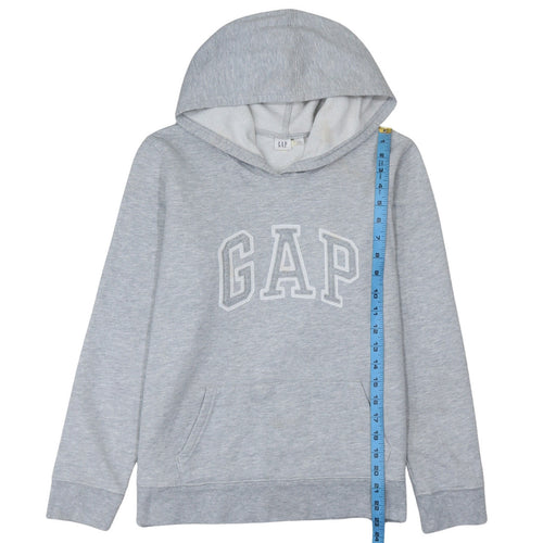 GAP Men's Grey Pullover Hoodie L Logo Graphic Cotton Blend