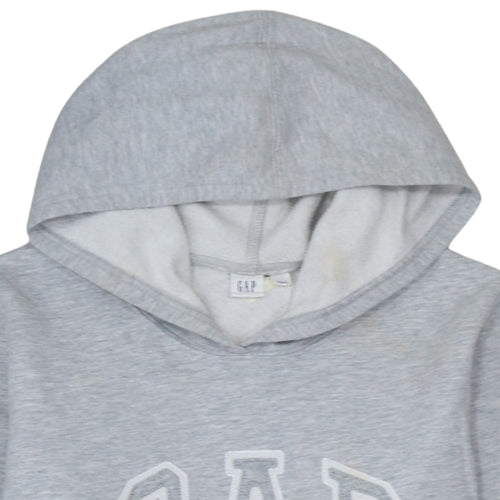 GAP Men's Grey Pullover Hoodie L Logo Graphic Cotton Blend