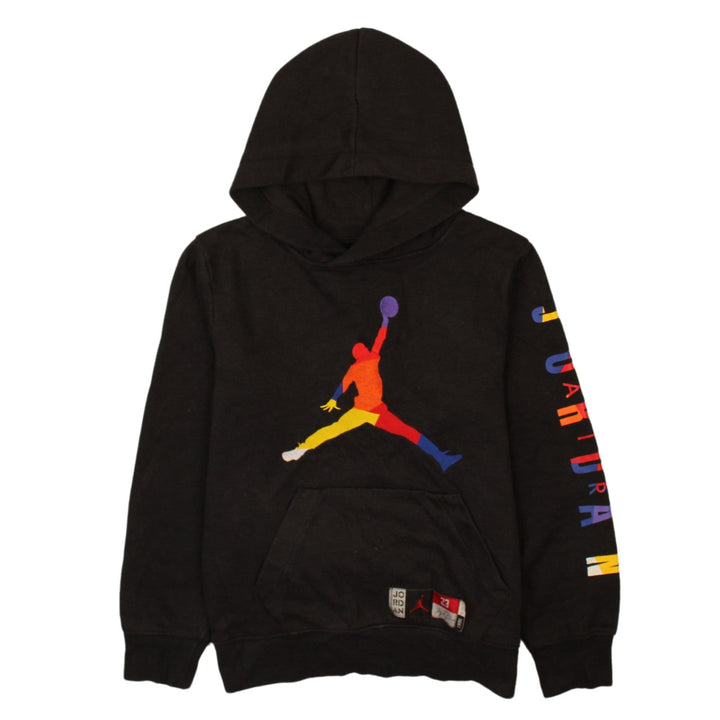 Jordan Boys Black Multicolour Graphic Pullover Hoodie Size M
