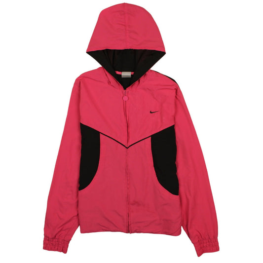 Nike Women's Pink Black Hooded Windbreaker Jacket Size 12
