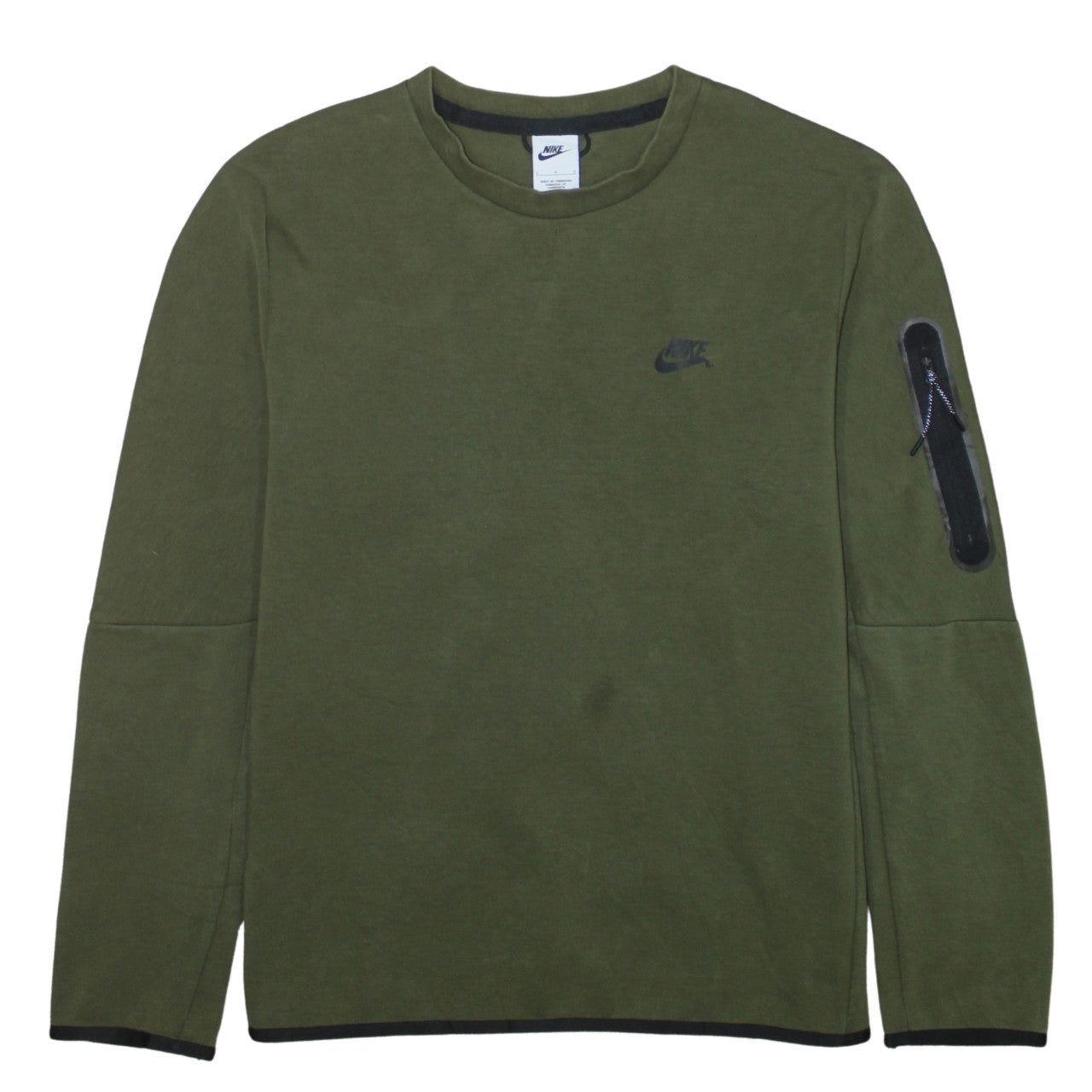 Nike Men's Green L Crew Neck Pullover Sweatshirt with Logo Zip Pocket