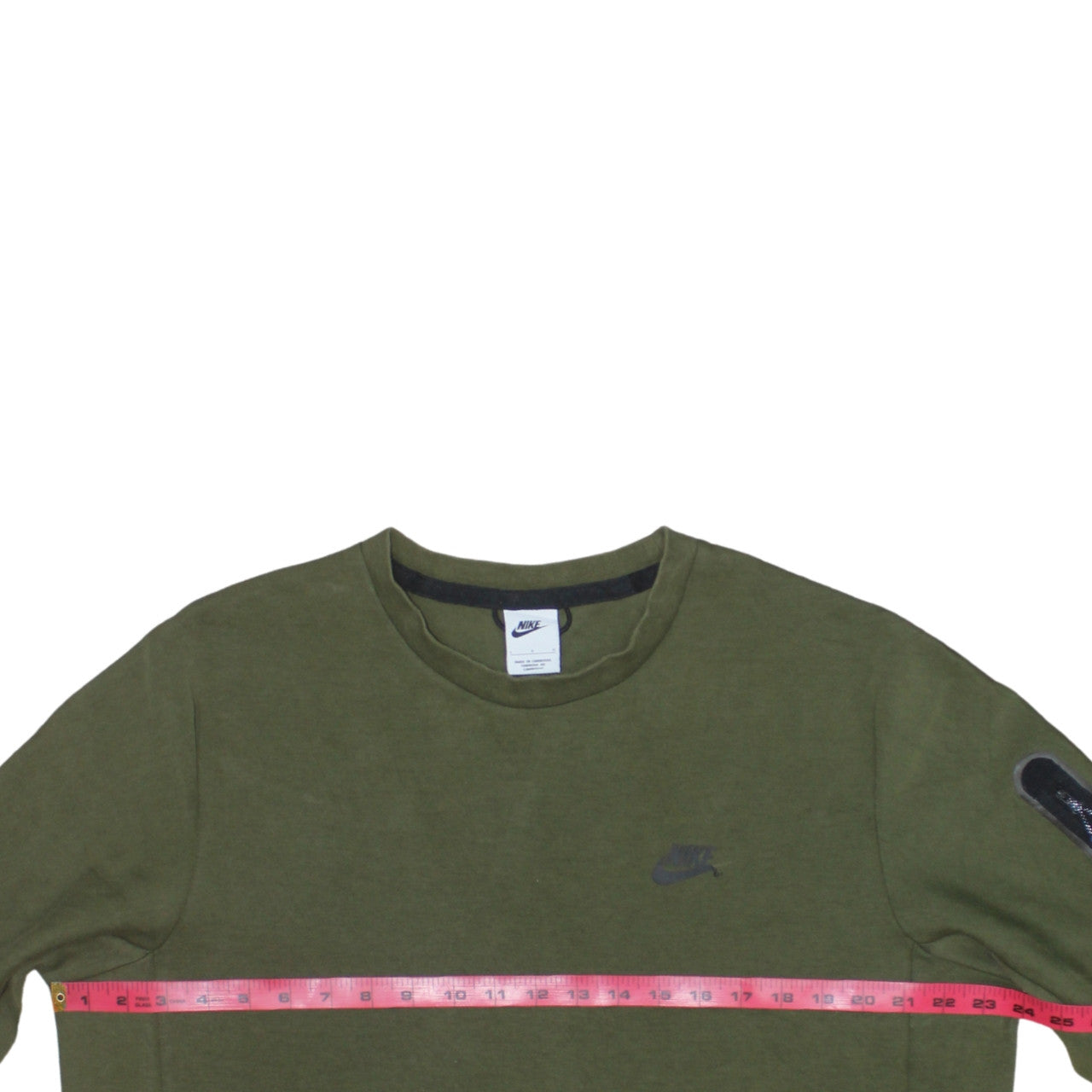 Nike Men's Green L Crew Neck Pullover Sweatshirt with Logo Zip Pocket