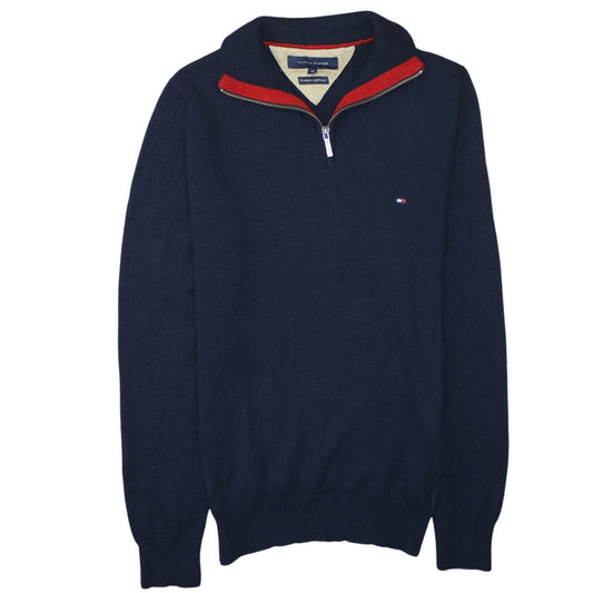 Tommy Hilfiger Men's Blue Lambswool Half Zip Jumper M