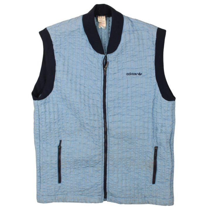 Adidas Men Blue Quilted Bodywarmer Waistcoat Size M Retro Zip Vest