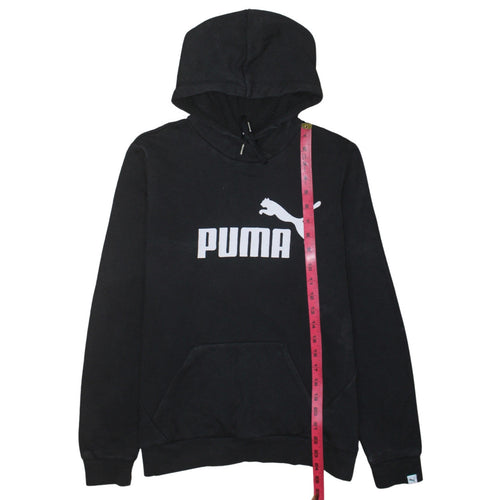 Puma Women Black Hoodie UK 14 Pullover Logo Cotton Blend