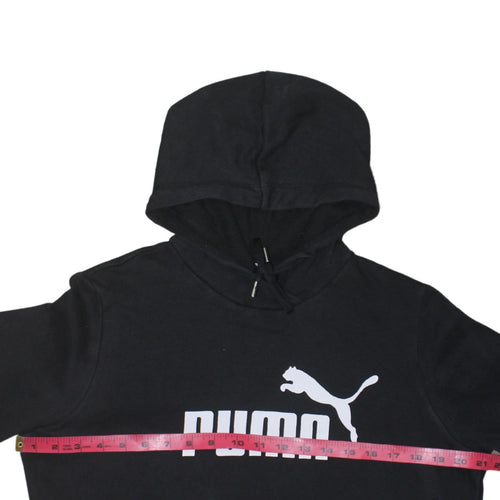 Puma Women Black Hoodie UK 14 Pullover Logo Cotton Blend