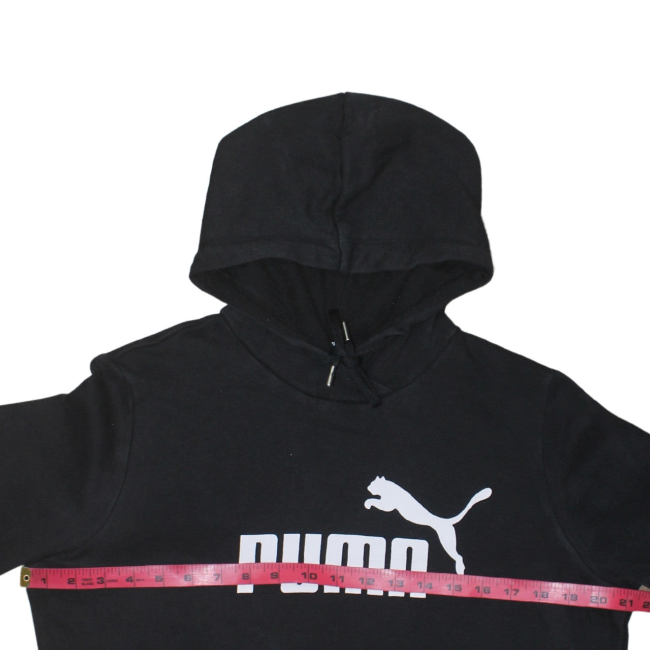Puma Women Black Hoodie UK 14 Pullover Logo Cotton Blend