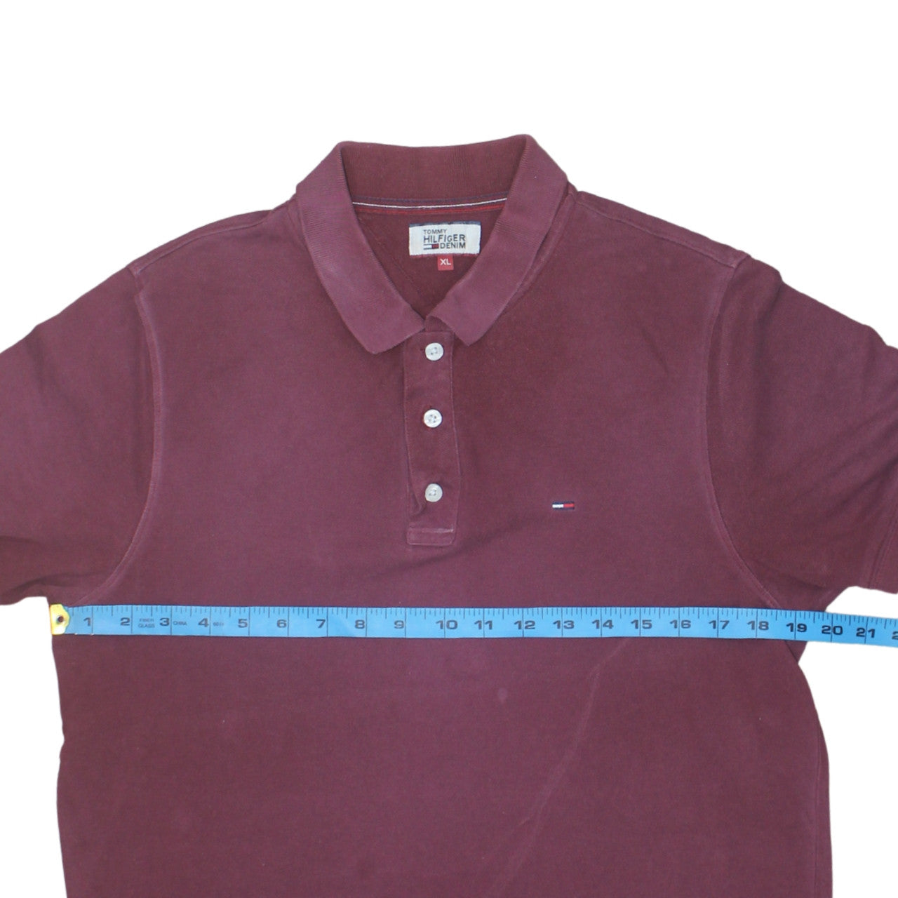 Tommy Hilfiger Denim Men's Red XL Short Sleeve Cotton Polo Shirt