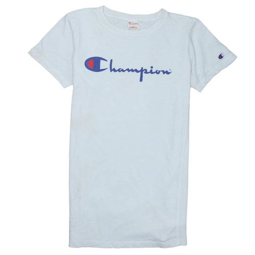 Champion Men's White Small Short Sleeve Graphic Logo T-Shirt