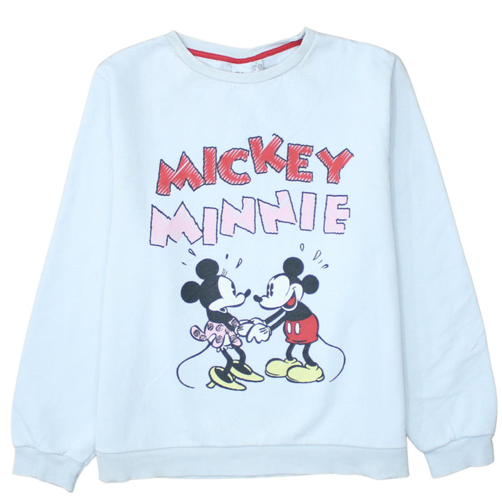 Disney Women White Minnie & Mickey Cotton Fleece Sweatshirt L 14/16