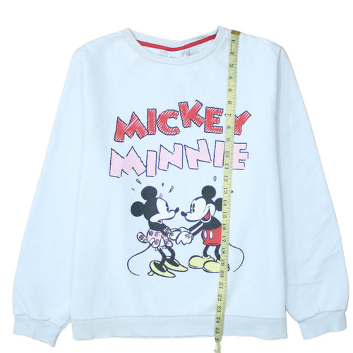 Disney Women White Minnie & Mickey Cotton Fleece Sweatshirt L 14/16