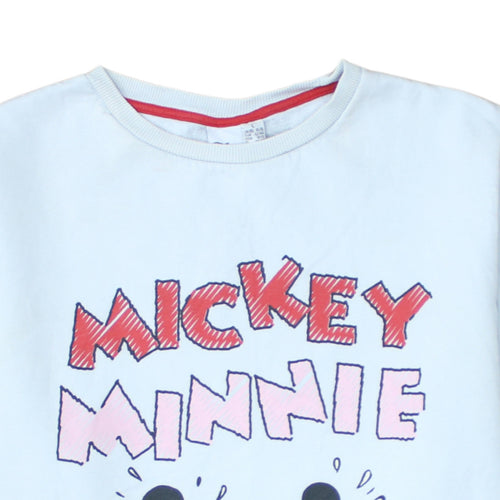 Disney Women White Minnie & Mickey Cotton Fleece Sweatshirt L 14/16