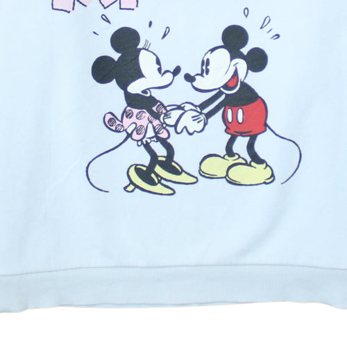 Disney Women White Minnie & Mickey Cotton Fleece Sweatshirt L 14/16