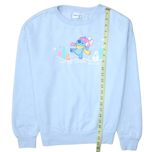Disney Primark Women Blue Stitch Sweatshirt 2XS Pullover Crew Neck