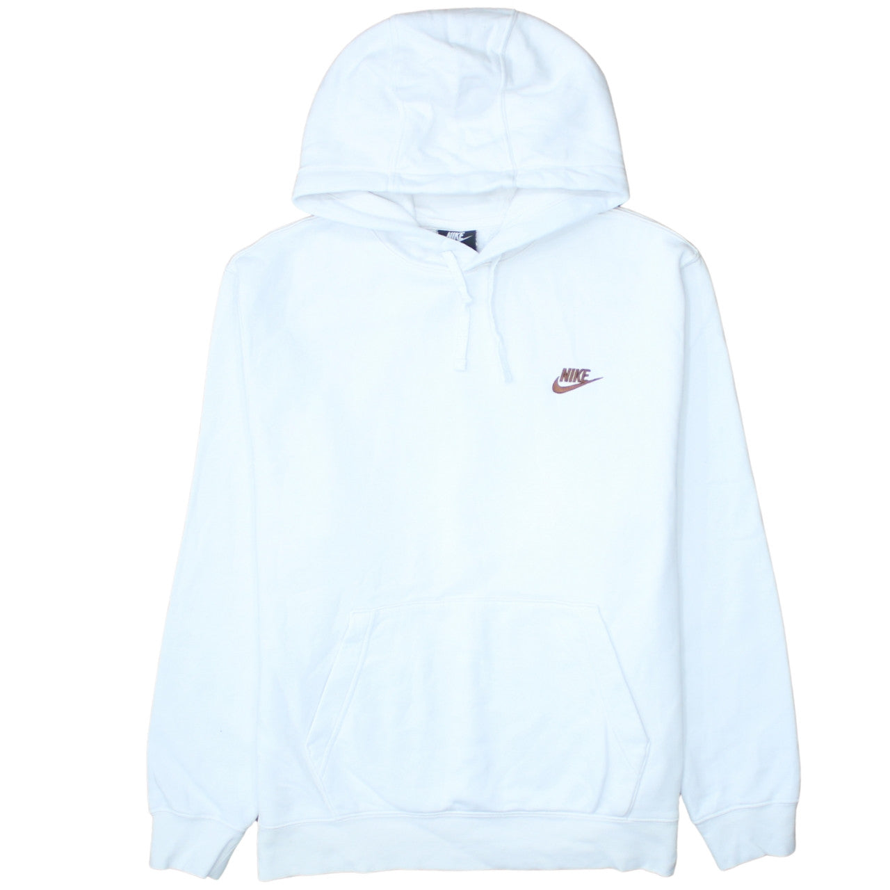 Nike Men's White L Pullover Hoodie Fleece Logo Sweatshirt