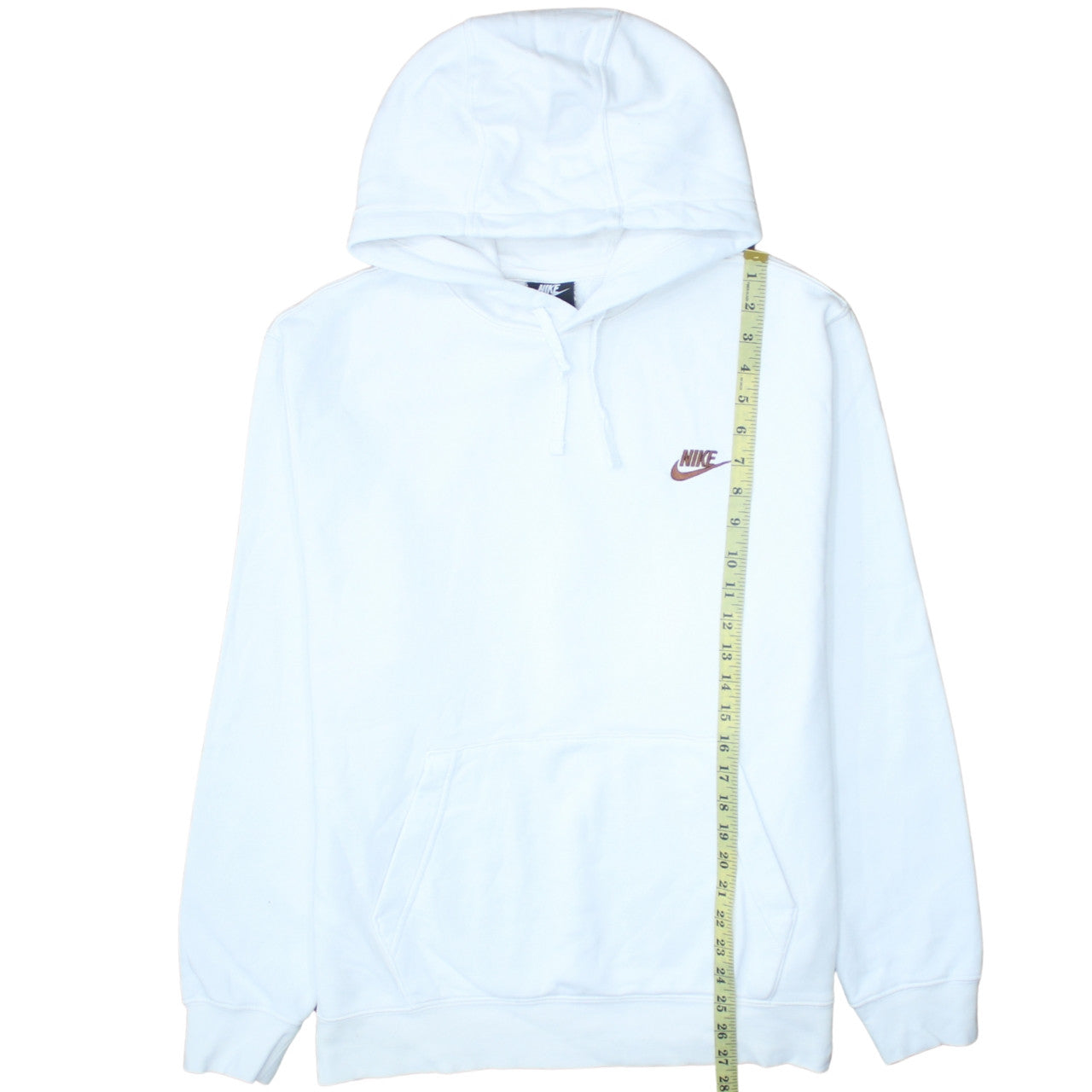 Nike Men's White L Pullover Hoodie Fleece Logo Sweatshirt