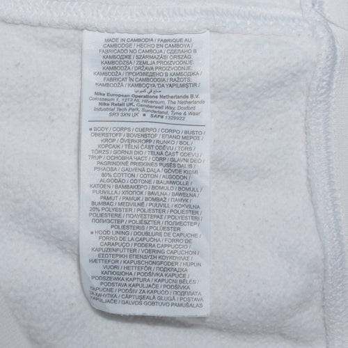 Nike Men's White L Pullover Hoodie Fleece Logo Sweatshirt