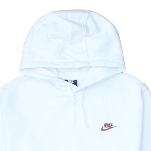 Nike Men's White L Pullover Hoodie Fleece Logo Sweatshirt