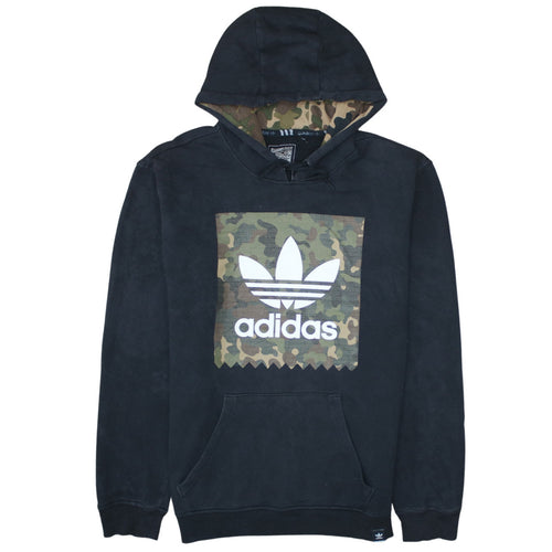 Adidas Men’s Black Camouflage Trefoil Logo Pullover Hoodie Size S