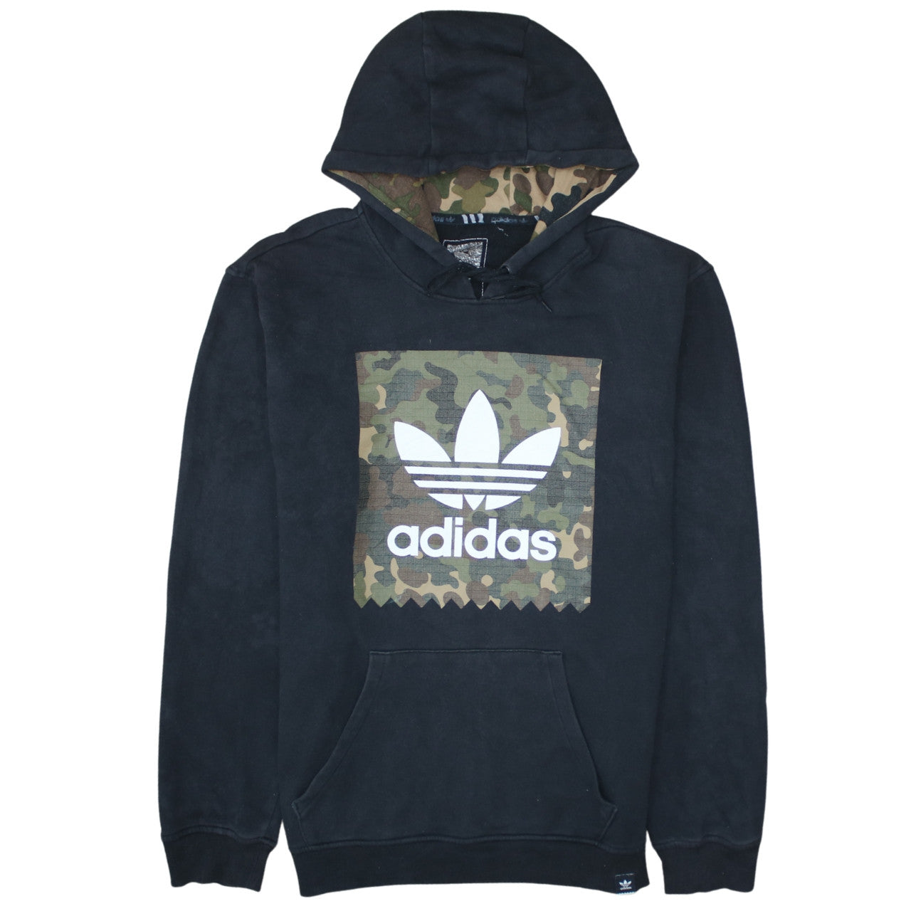 Adidas Men’s Black Camouflage Trefoil Logo Pullover Hoodie Size S