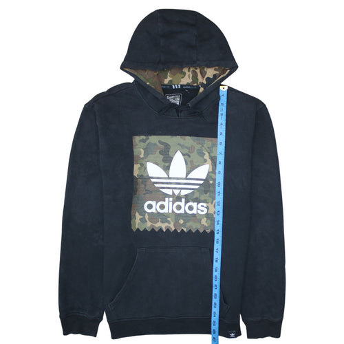 Adidas Men’s Black Camouflage Trefoil Logo Pullover Hoodie Size S