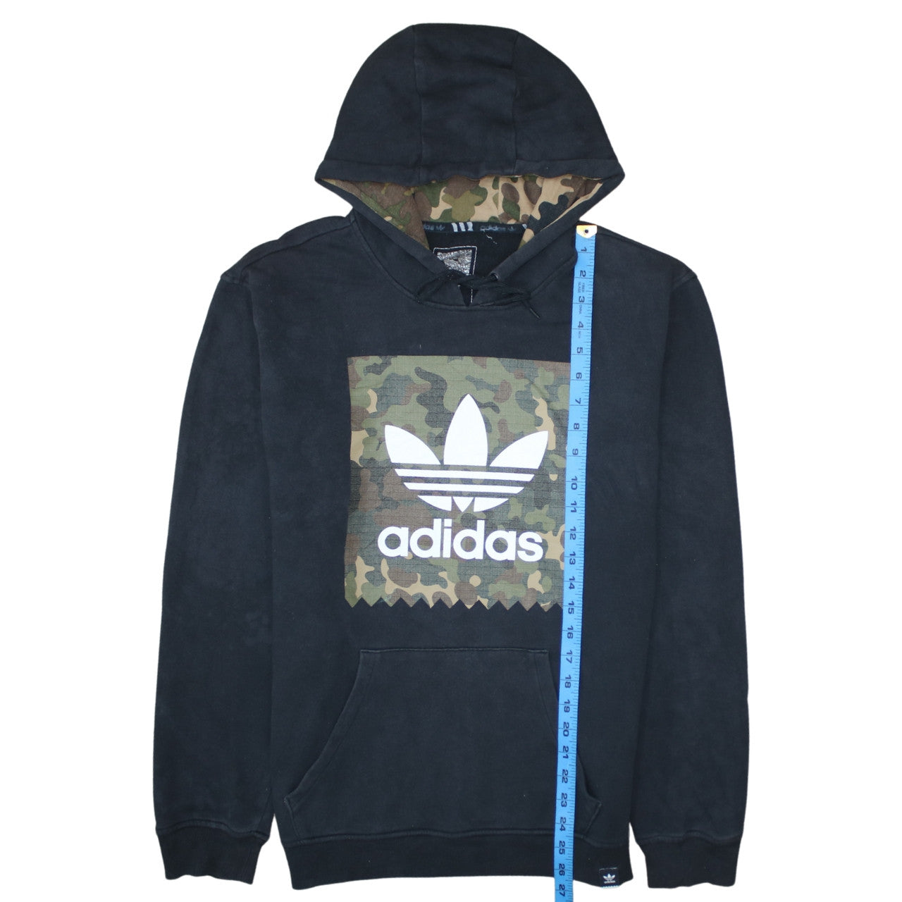Adidas Men’s Black Camouflage Trefoil Logo Pullover Hoodie Size S