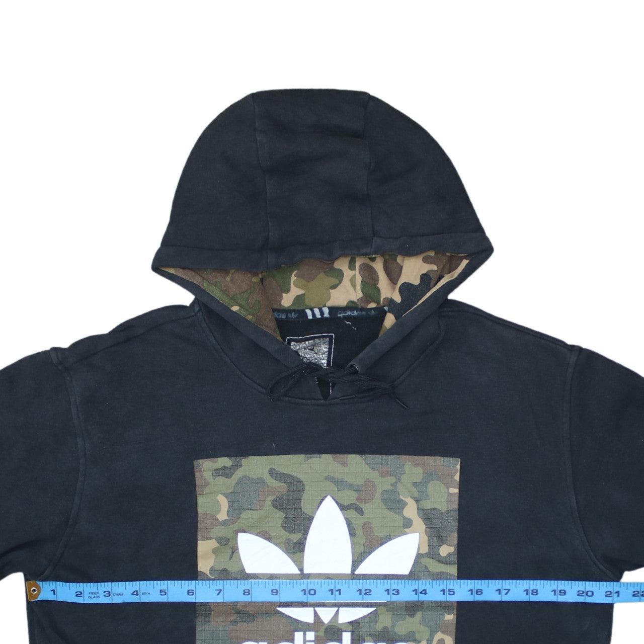 Adidas Men’s Black Camouflage Trefoil Logo Pullover Hoodie Size S