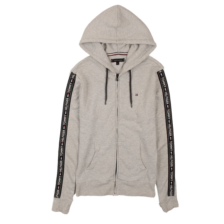 Tommy Hilfiger Men's Grey Full Zip Hoodie Size S Logo Tape Sleeve