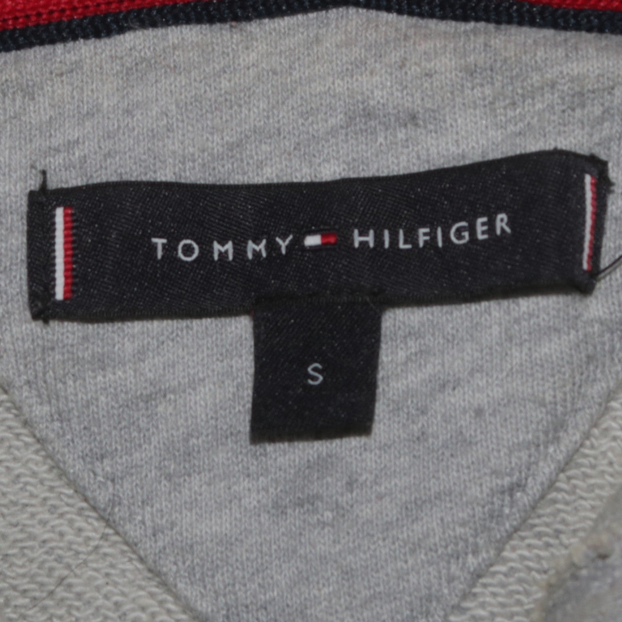 Tommy Hilfiger Men's Grey Full Zip Hoodie Size S Logo Tape Sleeve