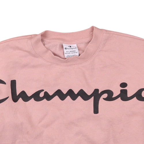Champion Boys Pink XL Sweatshirt - Crew Neck Logo Print Casual Top