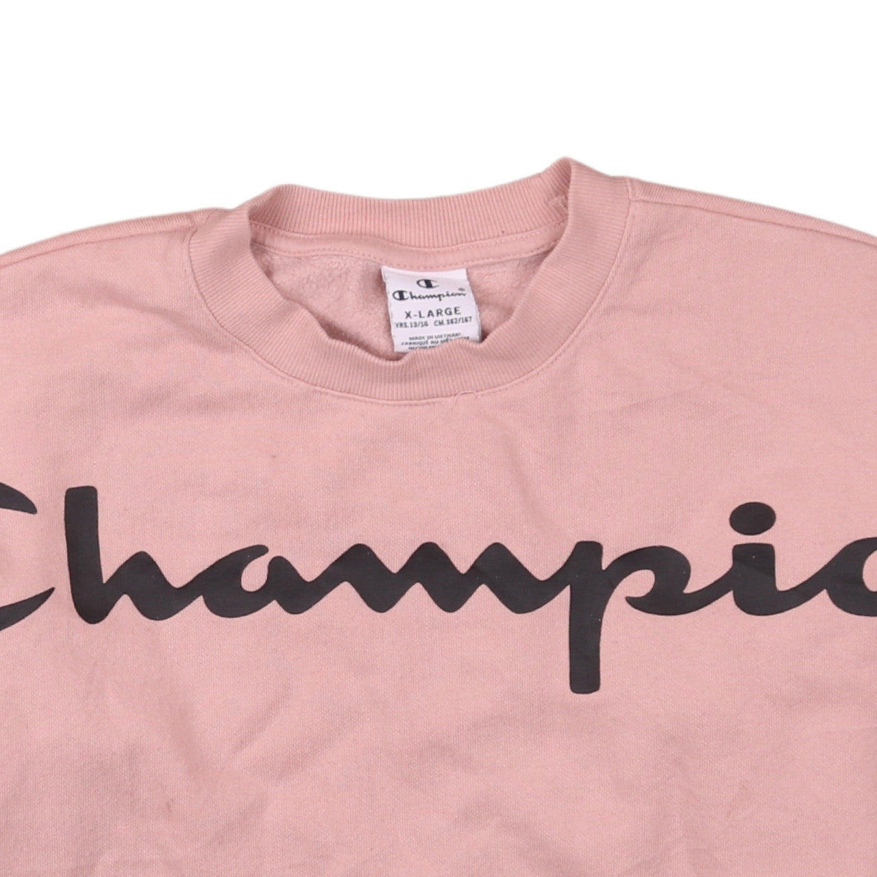 Champion Boys Pink XL Sweatshirt - Crew Neck Logo Print Casual Top