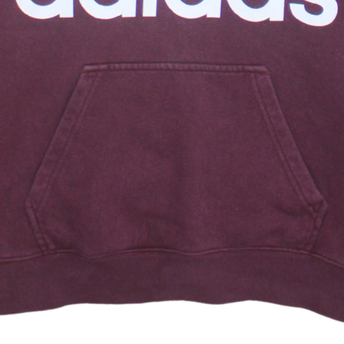 Adidas Women Burgundy Pullover Hoodie UK 10 Logo Cotton Fleece
